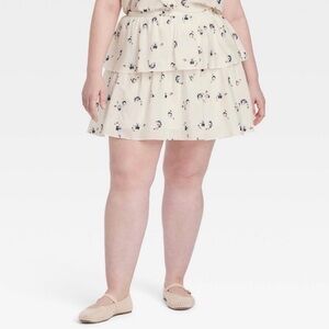 NWT XXL Universal Thread Women's Mini Ruffle Skirt in Cream/Blue Floral